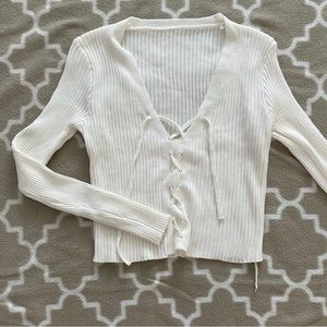 Lace up crop sweater
